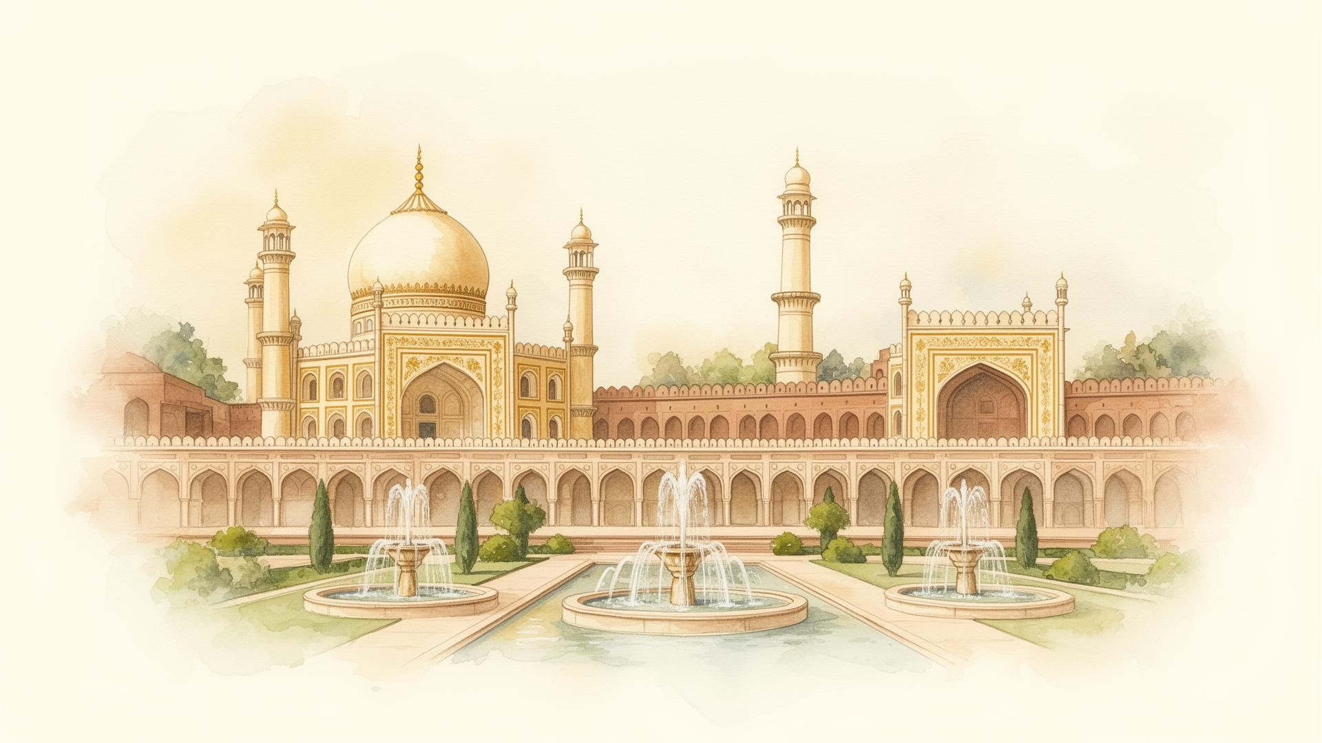Watercolor illustration of Lahore